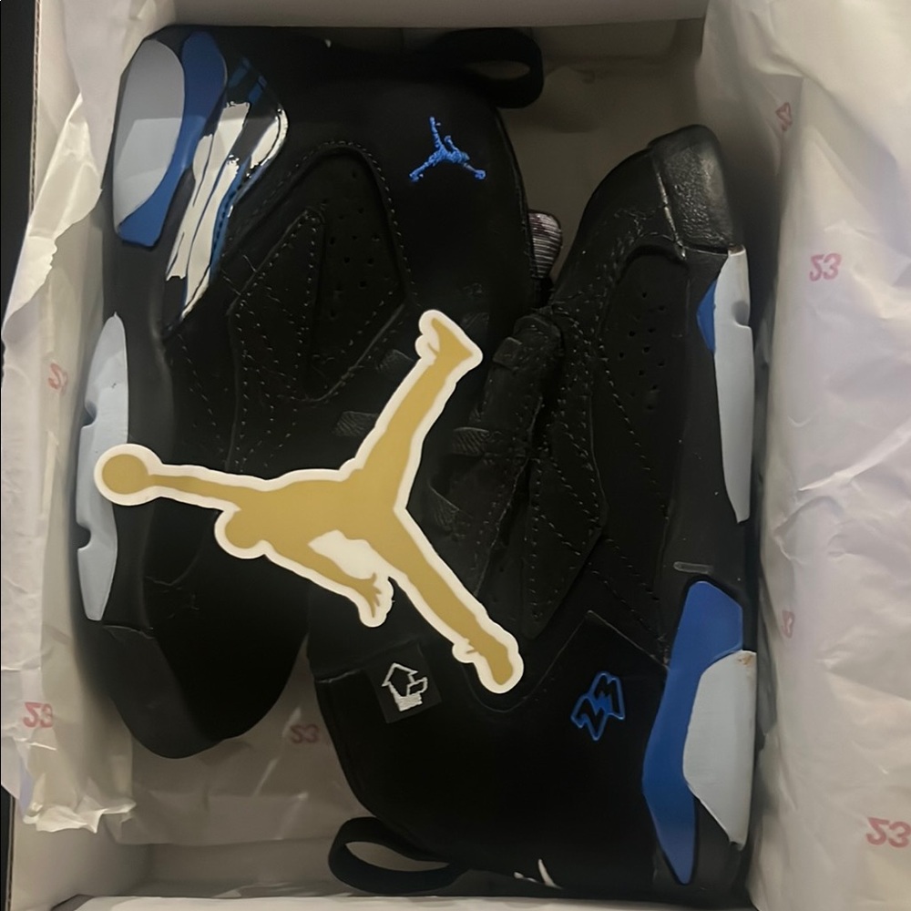 Air Jordan Retro 6 Black and Blue Sneakers
